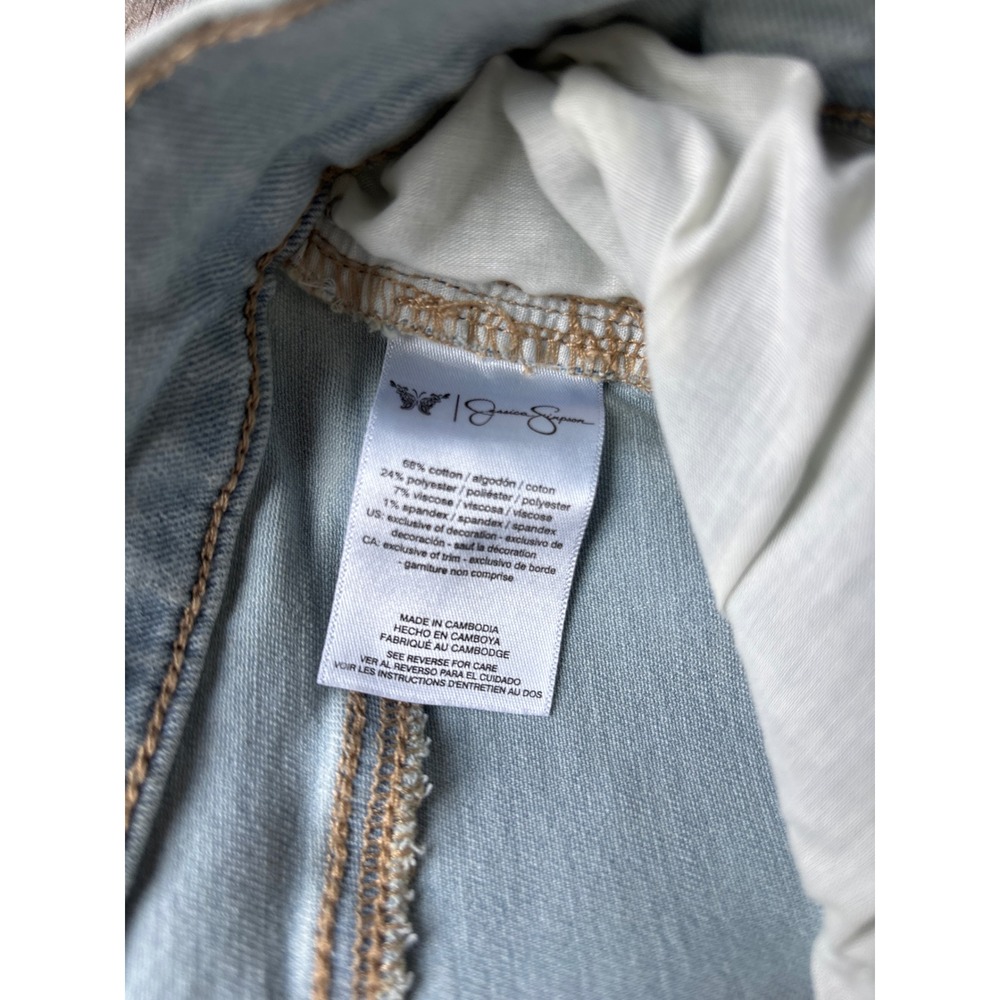 Jessica Simpson Womens Ankle Flare Jeans 22W Light Blue Floral Embroidered Boho - Picture 5 of 10